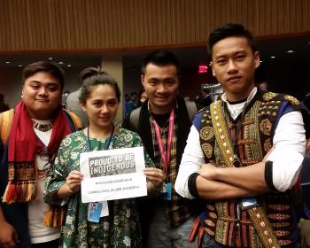 Indigenous youth show their pride at the 17th session of the UN Permanent Forum on Indigenous Issues in April.