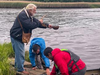 Canoe Landing in the Taunton River in Dighton, MA. Prayer and sage smuge by local tribal community. photo taken by Chenae Bullock