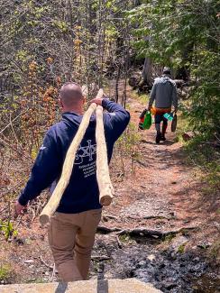 Crew on Day 1. First portage on the Penobscot River.